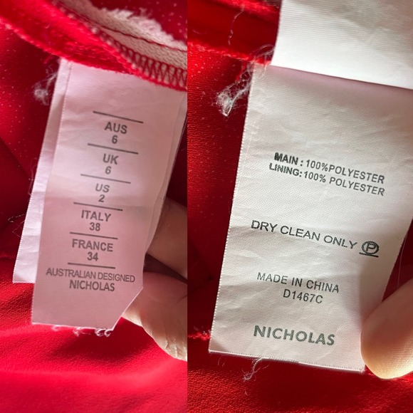 NICHOLAS Red Piper Dress Sleeveless Ruffles Cocktail Dress Designer US 2 Flawed - Picture 7 of 10